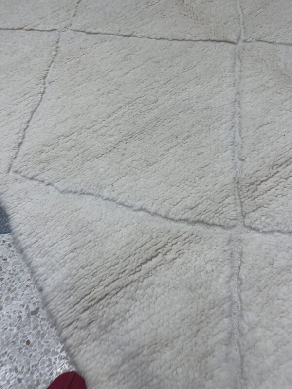 Photo d'un tapis Beni-Ouarain blanc sur blanc.